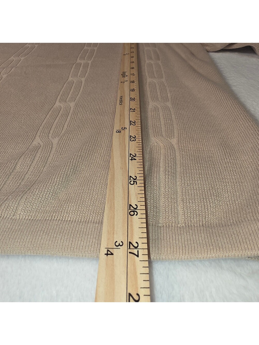 Alex Cannon Men's Quarter Zip Cable Knit Sweater Beige with Elbow Patches size L - Picture 8 of 13